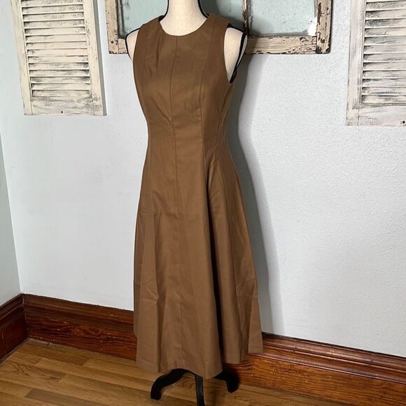 Club Monaco Womens Paneled Midi Dress Sleeveless Rose Brown Size 4 - Picture 1 of 12